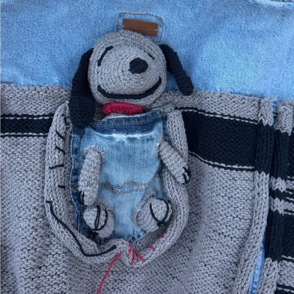 Trendy Knit Backpack with Plush Accent Trendy Knit Backpack with Plush Accent main image 2